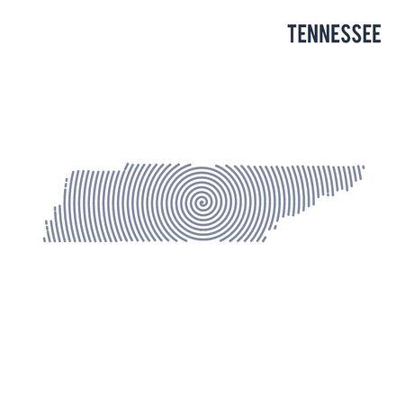 Abstract hatched map of State of Tennessee with spiral lines isolated on a white background.のイラスト素材