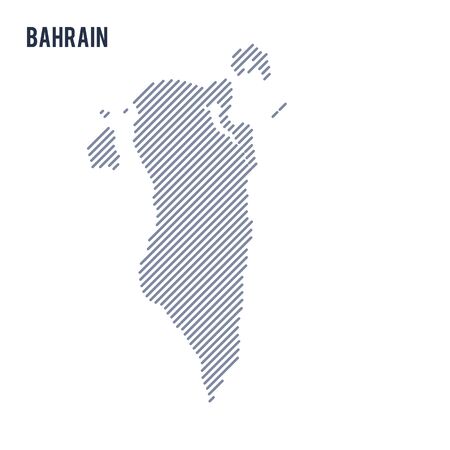 A Vector abstract hatched map of Bahrain with oblique lines isolated on a white background. Travel vector illustration.のイラスト素材