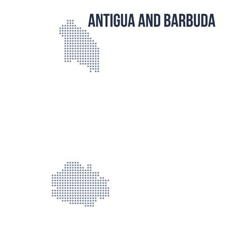 Vector dotted map of Antigua and Barbuda isolated on white background . Travel vector illustrationのイラスト素材