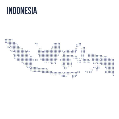 Vector dotted map of Indonesia isolated on white background . Travel vector illustrationのイラスト素材