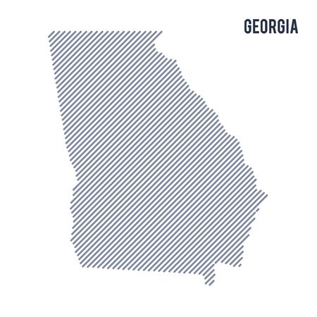 Vector abstract hatched map of State of Georgia with oblique lines isolated on a white background. Travel vector illustration.のイラスト素材