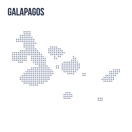 Vector pixel map of Galapagos isolated on white background. Travel vector illustrationのイラスト素材