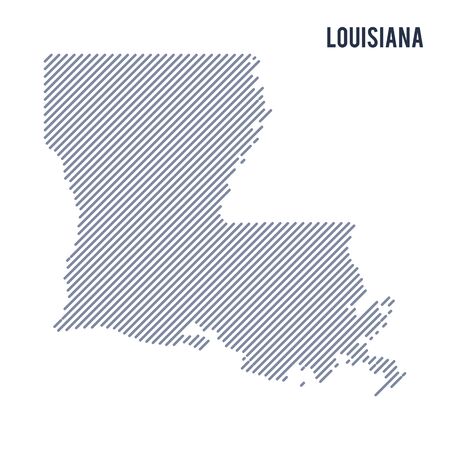 Vector abstract hatched map of State of Louisiana with oblique lines isolated on a white background. Travel vector illustration.のイラスト素材