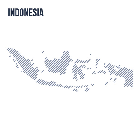 Vector abstract hatched map of Indonesia with oblique lines isolated on a white background. Travel vector illustration.のイラスト素材