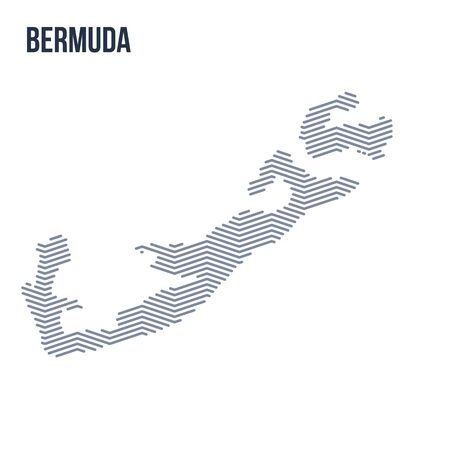 Vector abstract hatched map of Bermuda with zig zag lines isolated on a white background. Travel vector illustration.のイラスト素材