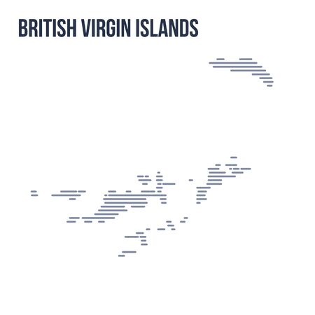 Vector abstract hatched map of British Virgin Islands with horizontal lines isolated on a white background. Travel vector illustration.のイラスト素材
