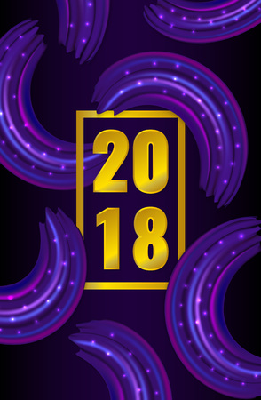 2018 new year background with purple brushstroke with glitter .Can be used for wallpaper, web background ,banners and covers. EPS 10.のイラスト素材