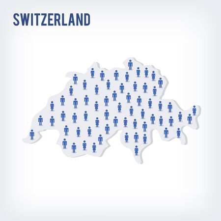 Vector people map of Switzerland. The concept of population. Can be used for presentations, advertising, infographics and the visualization of the statistics.のイラスト素材