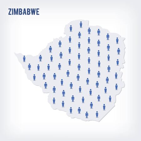 Vector people map of Zimbabwe. The concept of population. Can be used for presentations, advertising, infographics and the visualization of the statistics.のイラスト素材