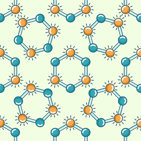 Chemical vector seamless pattern in flat style. Vector pattern can be used as wallpaper, website cover design, textiles and advertising.のイラスト素材