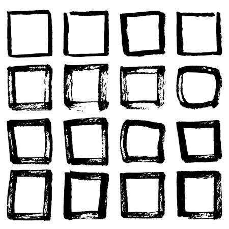 Grunge hand drawn of a square frame isolated on white background. Vector EPS 10 .のイラスト素材