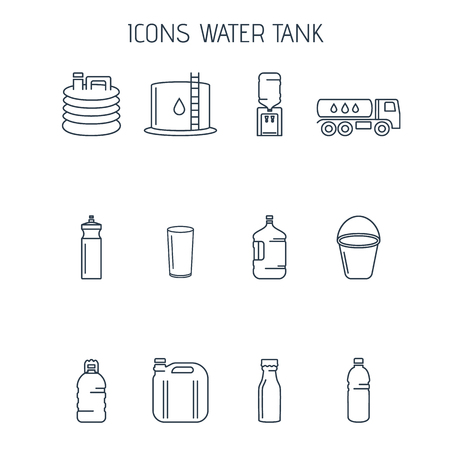 Water tanks Linear iconsのイラスト素材