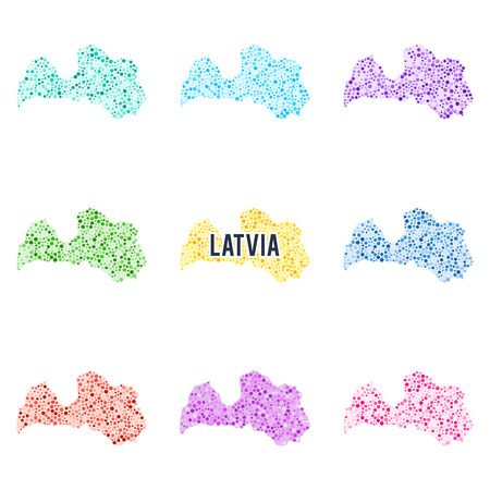 Vector dotted colourful map of Latvia.のイラスト素材