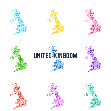 Vector dotted colourful map of United Kingdom.のイラスト素材