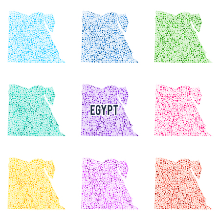 Vector dotted colourful map of Egypt. Set of different color solutionsのイラスト素材