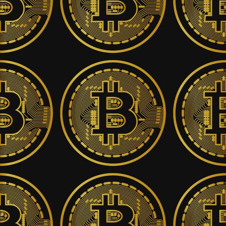 Vector seamless pattern with bitcoins.のイラスト素材