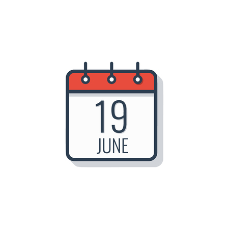 Calendar day icon isolated on white background, June 19.のイラスト素材