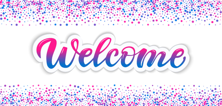 Lettering Welcome.Brush painted letters.のイラスト素材