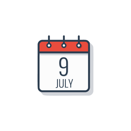 Calendar day icon isolated on white background. July 9.のイラスト素材