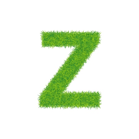 Green grass letter z on white background.のイラスト素材