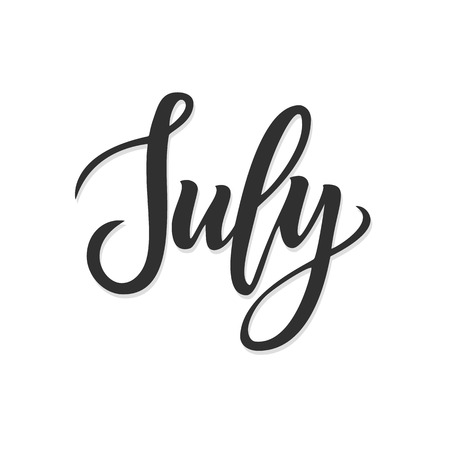 July Hand Drawn Lettering. Vector illustration. EPS 10のイラスト素材