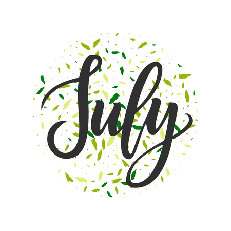 July Hand Drawn Lettering. Vector illustration.のイラスト素材