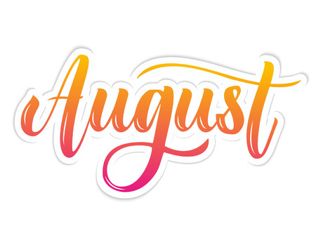 August Hand Drawn Lettering. Vector illustration.のイラスト素材