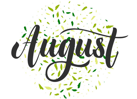 August Hand Drawn Lettering. Vector illustration.のイラスト素材