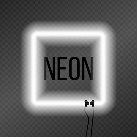 Square neon frame on transparency background. Good for text placementのイラスト素材