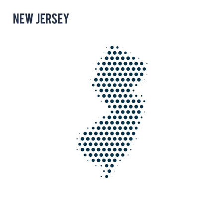 Dotted New Jersey map isolated on white background. Vector abstract map of the state.のイラスト素材