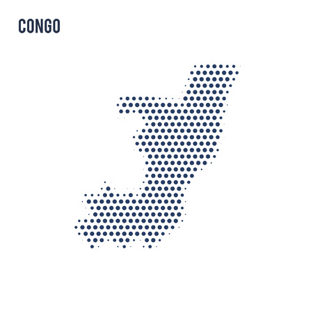 Dotted map of Congo isolated on white background. Vector illustration.のイラスト素材