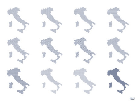 Vector set of abstract maps of Italy in different styles.のイラスト素材