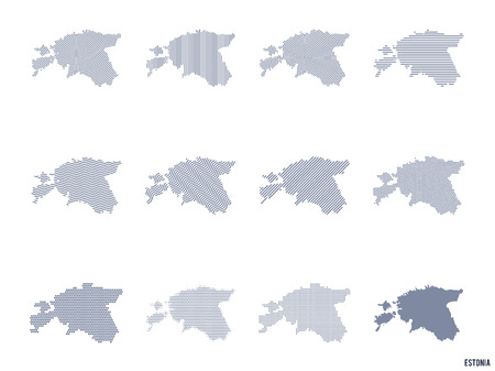 Vector set of abstract maps of Estonia in different styles.のイラスト素材