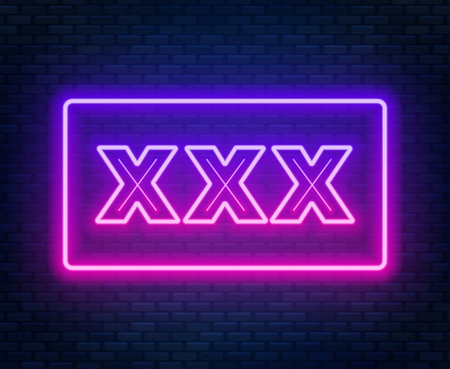 XXX neon sign on a dark background. Vector illustration.のイラスト素材