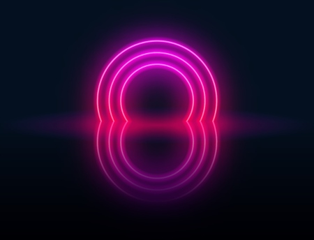 Neon abstract futuristic background. Neon portal with reflection in the dark room. Vector EPS 10のイラスト素材