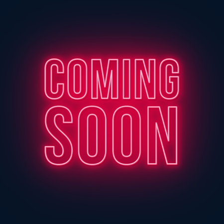 Coming soon neon sign on black background.のイラスト素材