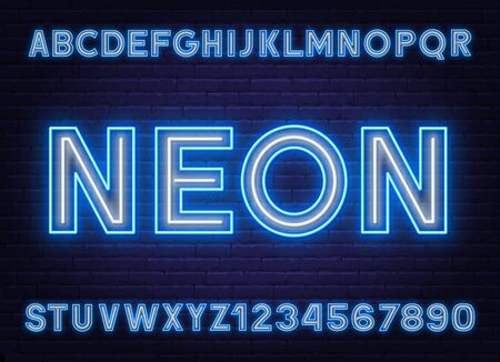 Neon two tone font blue white.のイラスト素材