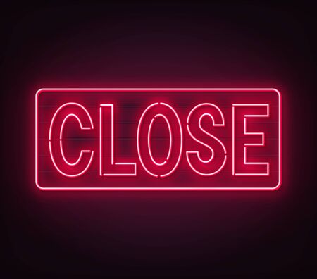 Close neon sign on black background.のイラスト素材