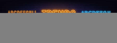 Trends 2022 neon sign on brick wall background.のイラスト素材