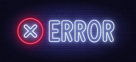 Error edition neon sign on brick wall background.のイラスト素材