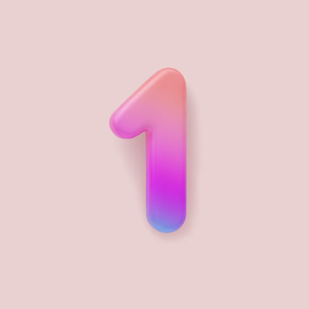 3D Colorful Gradient number 1 on a light backgroundのイラスト素材