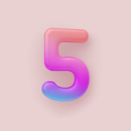 3D Colorful Gradient number 5 on a light backgroundのイラスト素材