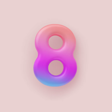 3D Colorful Gradient number 8 on a light backgroundのイラスト素材
