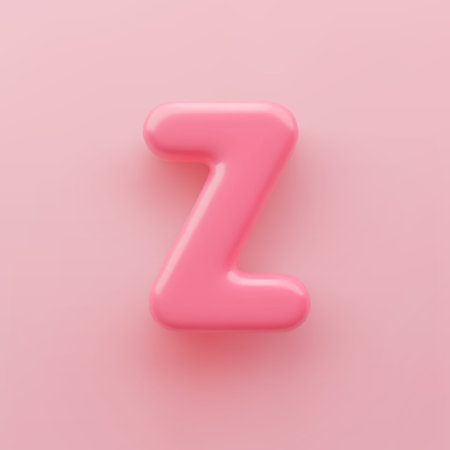 3D Pink uppercase letter Z with a glossy surface on a pink background.のイラスト素材