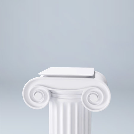 Podium for presenting products column of the Ionic order on a light gray backgroundのイラスト素材