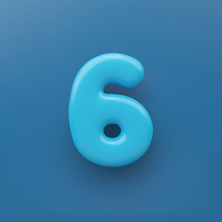 3D Blue number 6 with a glossy surface on a blue background .のイラスト素材