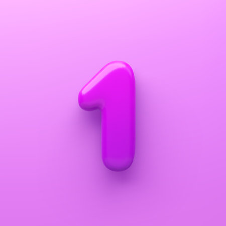 3D Purple number 1 with a glossy surface on a purple background .のイラスト素材
