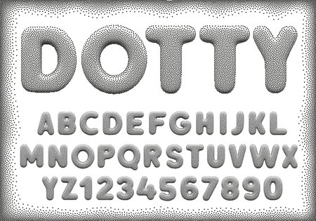 Stipple 3d Alphabet on a white background.のイラスト素材