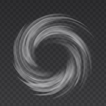 Air white vortex vector effect isolated on transparent background. Circle wind flow swirl.のイラスト素材