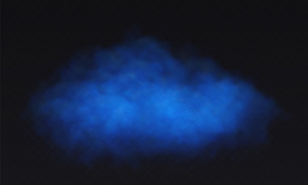 Smoke blue cloud on black transparent background. Fog vector effectのイラスト素材